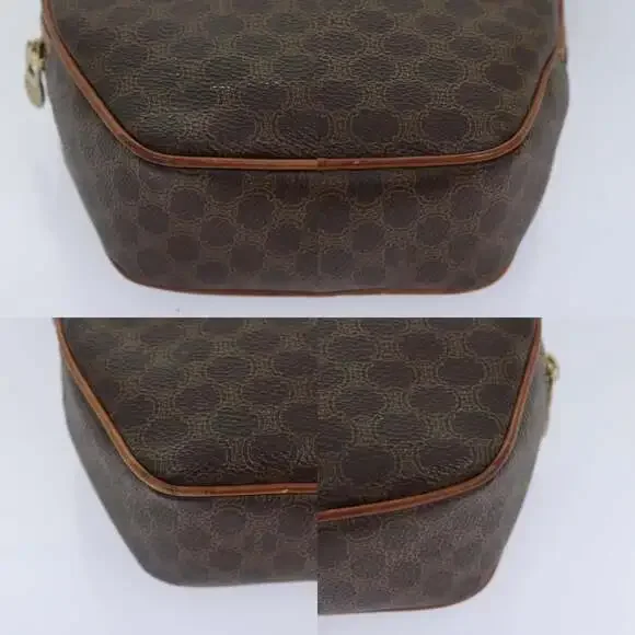 CELINE Macadam Canvas Shoulder Bag Pvc Leather Brown Gold - Picture 10 of 12